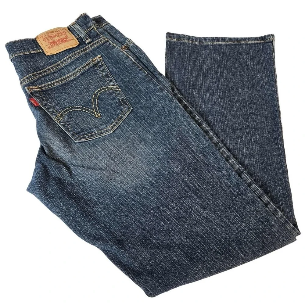 Levis 515 Bootcut Jeans Womens 12M Dark Wash Stretch Denim‎ Mid Rise 34x29